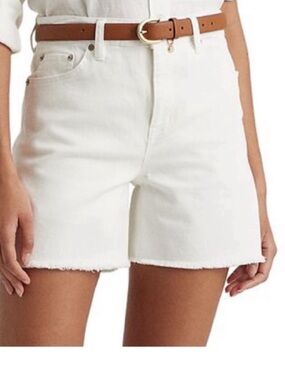 Lauren Ralph Lauren 12 Medium Shorts White Wash High Rise Frayed Hem pockets NWT